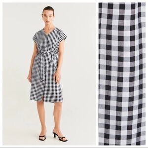 NWOT. Mango Gingham Check Midi Dress with V-neckline. Size 8.